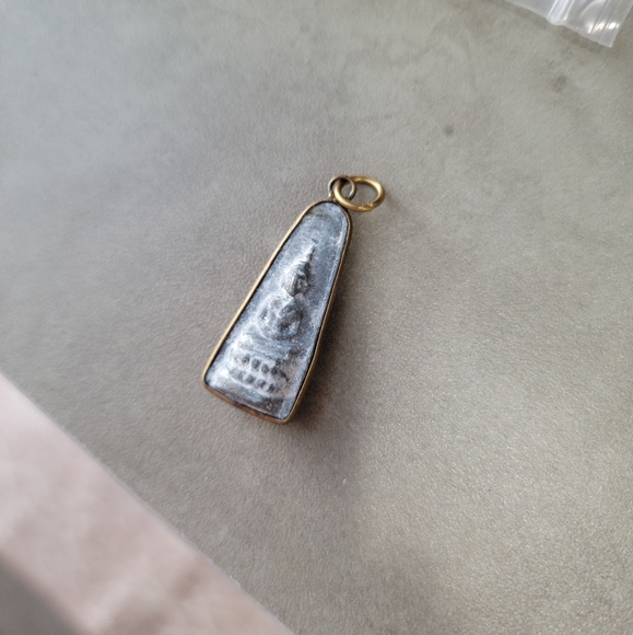 Weathered Carved Stone Buddha Necklace Charm - Picture 2 of 3